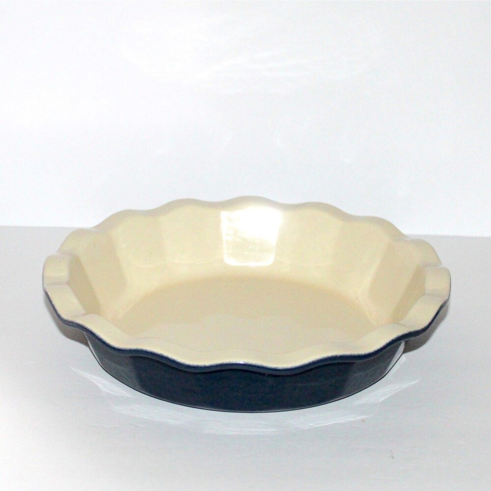 Emile Henry Pie Plate Dish Blue Williams Sonoma fluted France 31-71 stoneware